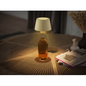 LED Akku Tischlampe Flaschenlampe Tischleuchte mit Touchsensor 3000mAh Akku 200lm warmweißes - beige