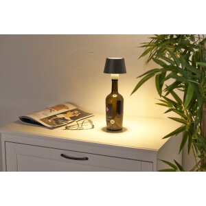 LED Akku Tischlampe Flaschenlampe Tischleuchte mit Touchsensor 3000mAh Akku 200lm warmweißes - grau