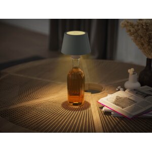 LED Akku Tischlampe Flaschenlampe Tischleuchte mit Touchsensor 3000mAh Akku 200lm warmweißes - grau