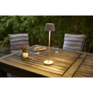 LED Akku Tischlampe mit Ladestation max. 45cm hoch mit 3000mAh Akku 200lm warmweißes Licht (3000K) beige