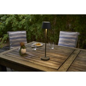 LED Akku Tischlampe mit Ladestation max. 45cm hoch mit 3000mAh Akku 200lm warmweißes Licht (3000K) olivegrün