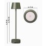 LED Akku Tischlampe mit Ladestation max. 45cm hoch mit 3000mAh Akku 200lm warmweißes Licht (3000K) olivegrün