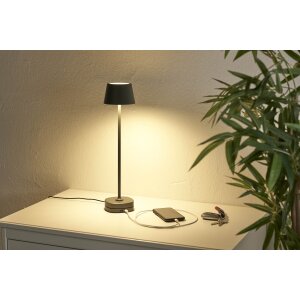 LED Akku Tischlampe mit Ladestation max. 45cm hoch mit 3000mAh Akku 200lm warmweißes Licht (3000K) grau
