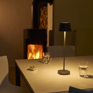 LED Akku Tischlampe mit Ladestation max. 45cm hoch mit 3000mAh Akku 200lm warmweißes Licht (3000K) grau