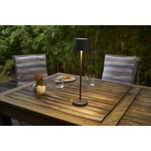 LED Akku Tischlampe mit Ladestation max. 45cm hoch mit 3000mAh Akku 200lm warmweißes Licht (3000K) grau