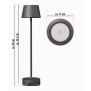 LED Akku Tischlampe mit Ladestation max. 45cm hoch mit 3000mAh Akku 200lm warmweißes Licht (3000K) grau