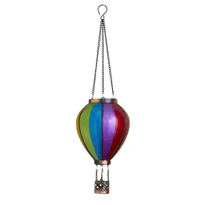 LED Solar Laterne Heißluftballon Windlicht Metall-Gestell Kunststoff Außenbereich Dekoration Garten Regenbogen XL
