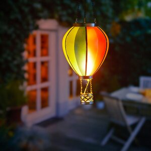 LED Solar Laterne Heißluftballon Windlicht Metall-Gestell Kunststoff Außenbereich Dekoration Garten Regenbogen XL