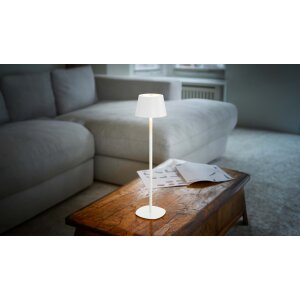 3in1 LED Tischlampe Flaschenleuchte in weiß max. 45cm hoch mit 3000mAh Akku 200lm warmweißes Licht
