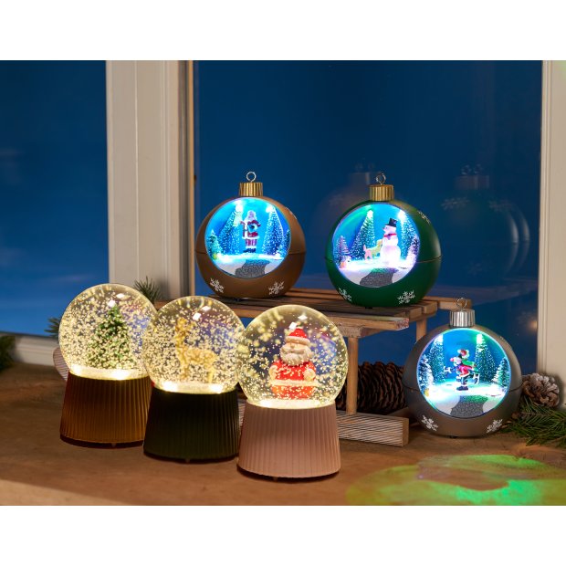 Northpoint LED Weihnachtskugeln Melodiefunktion mit Schneewirbeleffekt rotierenden Figuren Batteriebetrieben warmweißes Licht (3000K)