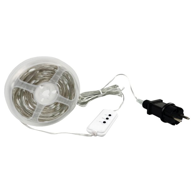 LED Effektlichterkette mit Musiksensor 100 LEDs für Innen und Außen 10m Länge 5m - Transparent