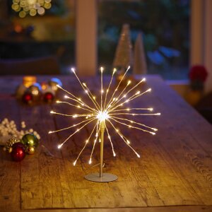 LED Eiskristallleuchte 90 LEDs Ø50cm für Innen und Außen mit - Batteriebetrieben silber warmweiß
