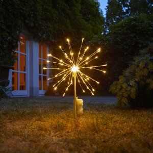 LED Eiskristallleuchte 90 LEDs Ø50cm für Innen und Außen mit - Batteriebetrieben silber warmweiß