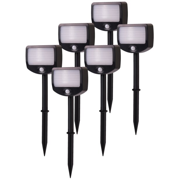 LED Batterie Strahler Fluter Sicherheitsleuchte 6er Set mit Funk-Aktivierung Bewegungsmelder