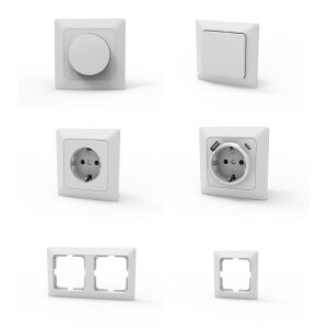Schuko Steckdosen Set, USB-C & USB-A 5V, Dimmer,...
