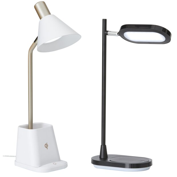 B-Ware LED Schreibtischlampe mit USB-Anschluss dimmbar Warmweiß Kaltweiß drahtloser Smartphone