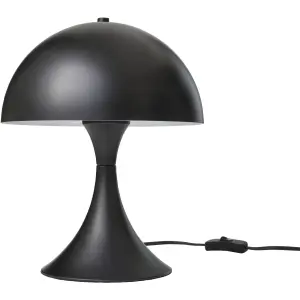 LED Design Tischleuchte aus Metall warmweißes Licht Schnurschalter inklusive - Matt schwarz Curved