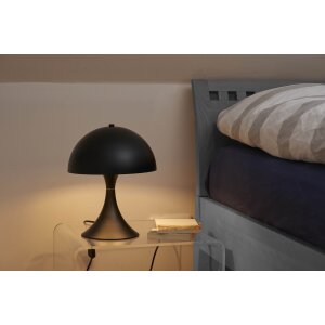 LED Design Tischleuchte aus Metall warmweißes Licht Schnurschalter inklusive - Matt schwarz Curved