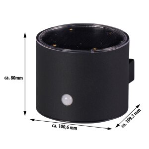 LED Solar Wandleuchte mit Bewegungsmelder Up & Down-Technik, Warmweiß, Ideal für - Zylinder