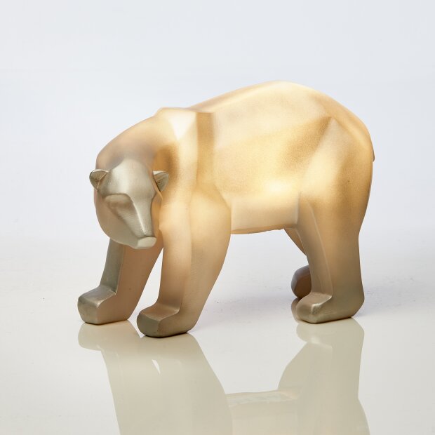 B-Ware LED Polyresin Figur Polarbär Silber mit integrierter warmweißer Lampe Dekoration Ambiente