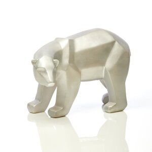 B-Ware LED Polyresin Figur Polarbär Silber mit...