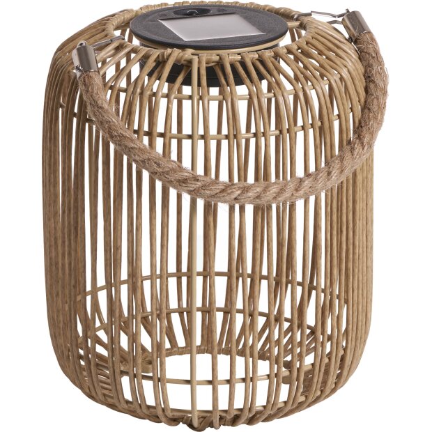 LED Solar Geflecht Laterne für Innen und Außen bis zu 8 Stunden Leuchtdauer Rattan Klein