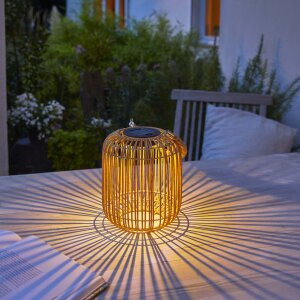 LED Solar Geflecht Laterne für Innen und Außen bis zu 8 Stunden Leuchtdauer Rattan Klein