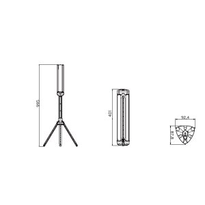 360° Akku LED Strahler IP20 mit Stativ 3 Lichtpanelen