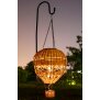 LED Heißluftballon aus Rattan mit integriertem Akku und Solar-Panel für - Rattan braun groß