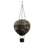 LED Solar Laterne Rattan Heißluftballon Windlicht mit Aufhängung Haken - Rattan grau groß