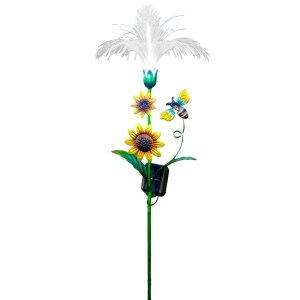 LED Solar Sonnenblume Gartenstecker mit Fiber Beleuchtung...