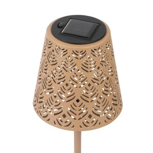 LED Solar Metal Tischleuchte Dekolampe Dämmerungssensor Schattenspiel orientalisch fuchsrot