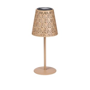 LED Solar Metal Tischleuchte Dekolampe Dämmerungssensor Schattenspiel orientalisch fuchsrot