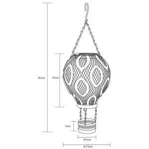 LED Solar Metall Heißluftballon LED Windlicht Dekolampe Dämmerungssensor Schattenspiel - grün
