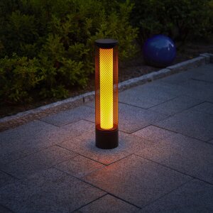 Northpoint LED Solar Stehlampe Flammenlichtsäule Gitteroptik für Außen 59cm hoch Dämmerungssensor Feuereffekt