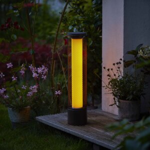 Northpoint LED Solar Stehlampe Flammenlichtsäule Gitteroptik für Außen 59cm hoch Dämmerungssensor Feuereffekt