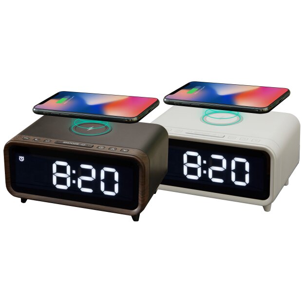 Digitaler DAB+ Radio mit Wecker Kabelloser Ladestation Nachtlicht und USB-Ladeanschluss 5W Wireless