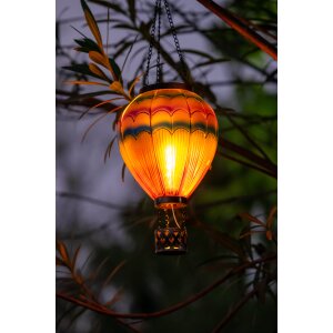 LED Solar Laterne Heißluftballon Windlicht Metall-Gestell Kunststoff Außenbereich Dekoration Garten Regenbogenfächer XL