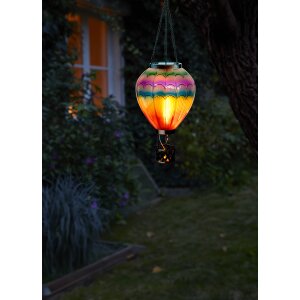 LED Solar Laterne Heißluftballon Windlicht Metall-Gestell Kunststoff Außenbereich Dekoration Garten Regenbogenfächer XL