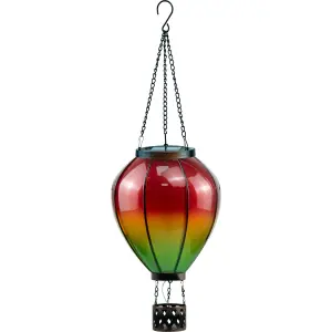 LED Solar Laterne Heißluftballon Windlicht Metall-Gestell Kunststoff Außenbereich Dekoration Garten Rot Grün XL