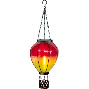 LED Solar Laterne Heißluftballon Windlicht Metall-Gestell Kunststoff Außenbereich Dekoration Garten Rot Grün XL