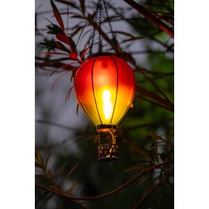 LED Solar Laterne Heißluftballon Windlicht Metall-Gestell Kunststoff Außenbereich Dekoration Garten Rot Grün XL