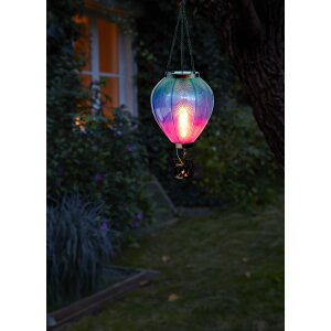LED Solar Laterne Heißluftballon Windlicht Metall-Gestell Kunststoff Außenbereich Dekoration Garten Türkis Lila XL