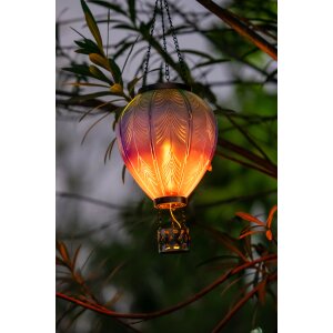 LED Solar Laterne Heißluftballon Windlicht Metall-Gestell Kunststoff Außenbereich Dekoration Garten Türkis Lila XL