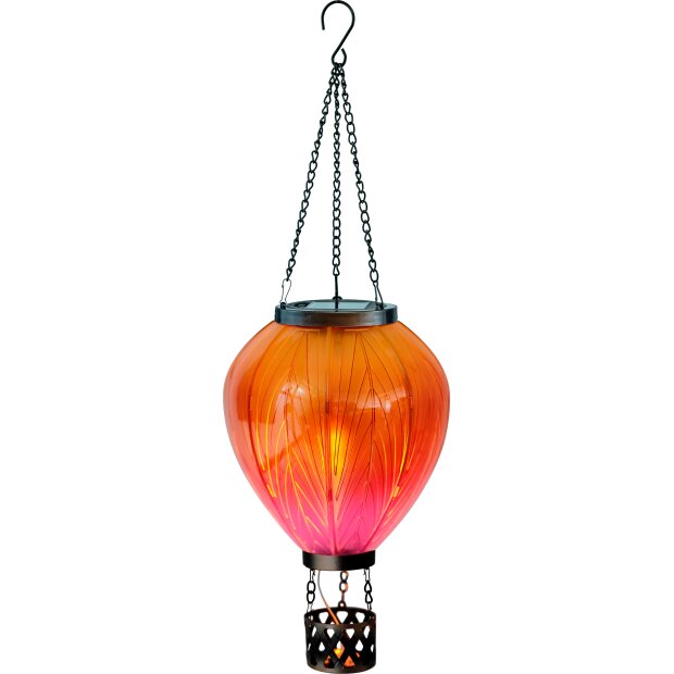 LED Solar Laterne Heißluftballon Windlicht Metall-Gestell Kunststoff Außenbereich Dekoration Garten Gelb Lila XL