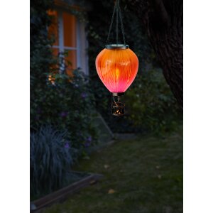 LED Solar Laterne Heißluftballon Windlicht Metall-Gestell Kunststoff Außenbereich Dekoration Garten Gelb Lila XL