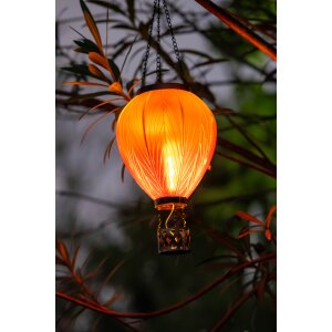 LED Solar Laterne Heißluftballon Windlicht Metall-Gestell Kunststoff Außenbereich Dekoration Garten Gelb Lila XL