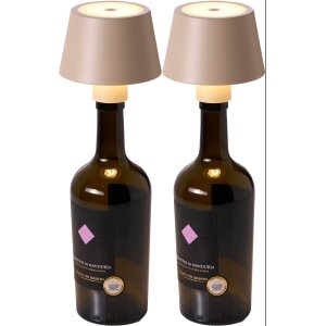 2er-Set LED Akku Tischlampe Flaschenlampe Tischleuchte mit Touchsensor 3000mAh Akku - 2er-Set beige