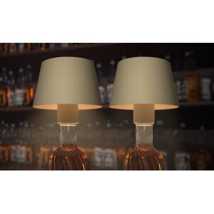 2er-Set LED Akku Tischlampe Flaschenlampe Tischleuchte mit Touchsensor 3000mAh Akku - 2er-Set beige
