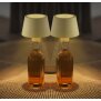 2er-Set LED Akku Tischlampe Flaschenlampe Tischleuchte mit Touchsensor 3000mAh Akku - 2er-Set beige